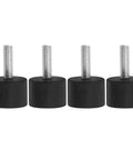 Set of four adjustable rubber and iron furniture leveling feet with M8 thread for chair and table leg protection.