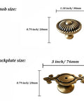 Gold Brass Cabinet Knobs Set Dope Retro Mushroom Drawer Pulls With Backplates Boss Dresser Handles For Kitchen Cabinets Cupboards Wardrobes Easy Install 8 Pack Classic Charm, 30mm knob, 76mm backplate