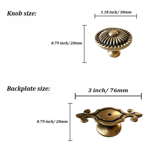 Gold Brass Cabinet Knobs Set Dope Retro Mushroom Drawer Pulls With Backplates Boss Dresser Handles For Kitchen Cabinets Cupboards Wardrobes Easy Install 8 Pack Classic Charm, 30mm knob, 76mm backplate
