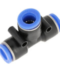 10 Pack Push To Connect Pneumatic Fittings 10mm 3 Eighth Inch, blue and black, T-shaped connector for air lines