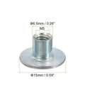 Rock Solid M5 T Nuts 24 Pack Carbon Steel Tee Nuts with 15mm base for reliable fastening in projects.
