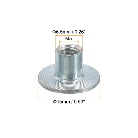 Rock Solid M5 T Nuts 24 Pack Carbon Steel Tee Nuts with 15mm base for reliable fastening in projects.