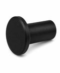 Top Shelf Four Pack Slick Black Round Wall Hooks For Hanging Towels Coats And Hats Modern Minimalist Entryway Decor Rock Solid Home Organization Upgrade close-up of one black round wall hook