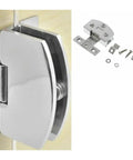 Rotating Concealed Hinges For Glass Doors And Cabinets, Zinc Alloy Door Hinge With Screws, 5 To 8mm thick, silver color, shown with screws
