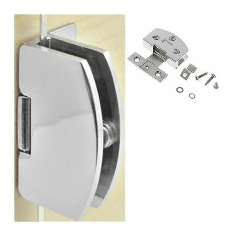 Rotating Concealed Hinges For Glass Doors And Cabinets, Zinc Alloy Door Hinge With Screws, 5 To 8mm thick, silver color, shown with screws