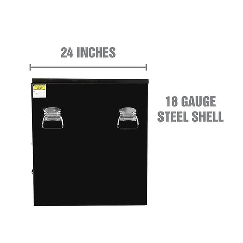 Front view of Pro Grade 57 Inch Tool Chest For Garage And Workshop Storage, showcasing 24-inch width and 18 gauge steel shell.