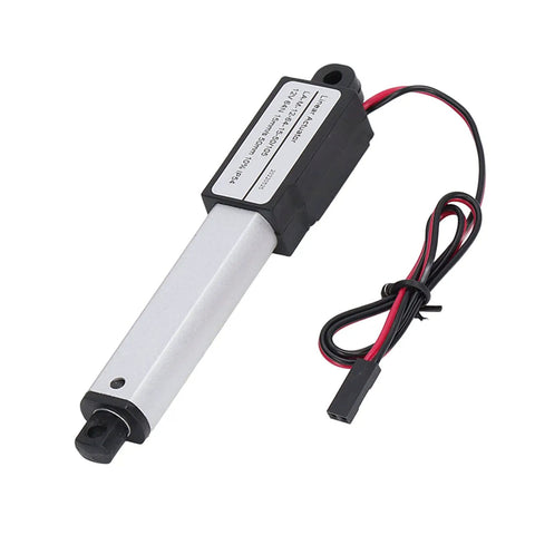 Top Shelf Heavy Duty L Shaped Electric Actuator With 50mm Stroke, aluminum shell, and wires for smart home projects.