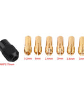 6Pcs Brass Collet Drill Chuck Set With 1mm To 3.2mm Capacity, Brass Sleeves And Black Cap, M8x0.75 Cap, Fits Rotary Tools