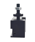Heavy Duty Wedge Type Piston Quick Change Tool Post For CNC And Mini Lathes showing steel casing and adjustment screw.