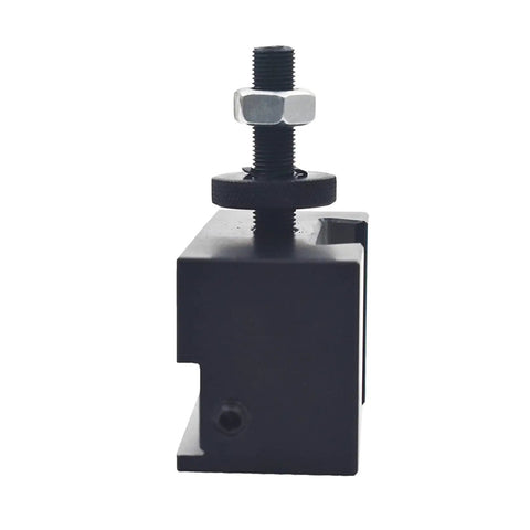 Heavy Duty Wedge Type Piston Quick Change Tool Post For CNC And Mini Lathes showing steel casing and adjustment screw.