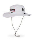 Men's Tour Aussie Golf Hat White Black With Adjustable Drawstring Honeycomb Mesh Stretch Wire Frame Build UV 50 Plus Sun Protection