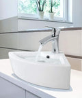Dope Space Saving Wall Mount Corner Sink With Faucet 18x13 Inch White Porcelain Vessel Sink With Overflow Triangular Mini Vanity