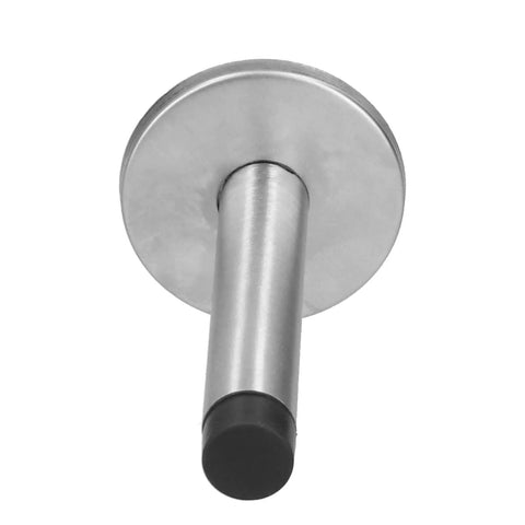 Stainless Steel Wall Mounted Door Stopper With Rubber Bumper Low Noise Cushioned Guard 3.9 x 2.0 inches close-up view.