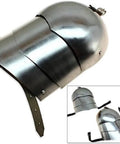 Medieval Pauldron Set Dope Plate Armor Carbon Steel Real Adult Size Arm Shoulder Pauldrons For Larp Cosplay And Roleplay Dope Vintage Home Decor Gift Today showing close-up of carbon steel pauldron, 3 plates, leather strap