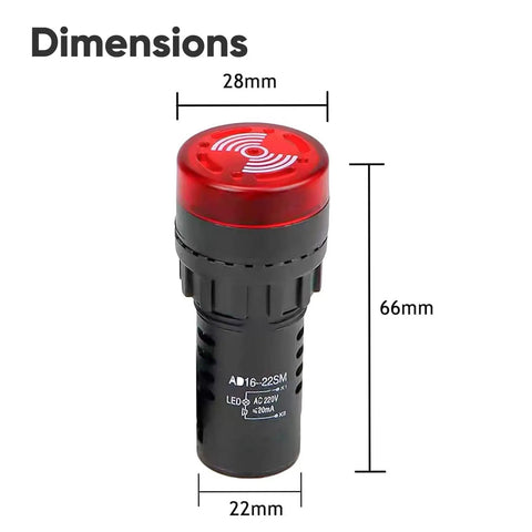 Three Pack 22mm 12V Buzzer With Red LED Indicator Light Panel Mount For Switches And Electrical Control Panels Loud Beep
