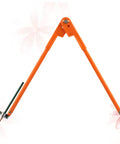 Premium Adjustable Scribing Compass For Fine Woodworkers Solid Zinc Alloy Center Marking Tool with orange arms and metal hinge.