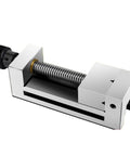 Top Shelf Precision Vise With Flat Nose Clamping Tongs Made For Grinding Machines Right angle jaws and threaded drive.