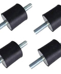 Heavy Duty Rubber Vibration Isolators And Shock Absorbing Mounts With Double Male Thread For Air Compressors Water Pumps And Welding Machines To Keep Your Setup Tight And Kill All That Rattling Nonsense Four Pack M6 M8 Included, shown from multiple angles.