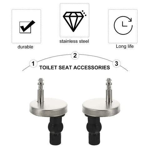 Premium Quick Release Toilet Seat Hinge Kit With Top Mount Hardware Includes Screws And Nuts For Standard Toilets with 2 stainless steel hinge clips