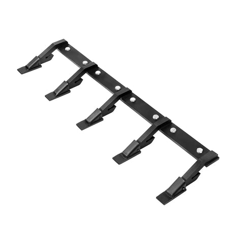 Heavy Duty 46 Inch Bucket Tooth Bar With 5 Tough Teeth For Tractor Loader And Skid Steer Bolt On Curved Design, top view.