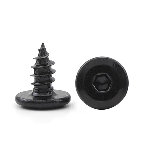 Black Plated Hex Socket Flat Round Head Wood Screw M4x12mm Self Tapping for Quick Furniture Assembly No Pre Drill Required Cylindrical Head