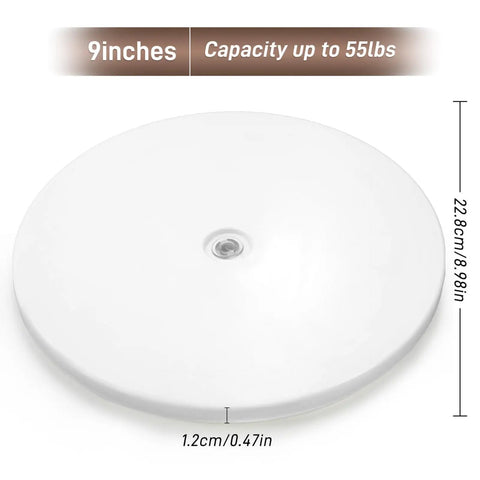 9 Inch White Acrylic Lazy Susan Turntable With Ball Bearing Rotation Holds Up To 55 Lb Spices, Cake Stand