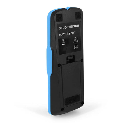 Culnflun Stud Detector Wall Stud Finder Stud Finder Wall Scanner Electronic Stud Finder Stud Sensor with LED Indicator for Wood Metal Studs Detection (Blue) back view showing battery compartment and buttons.