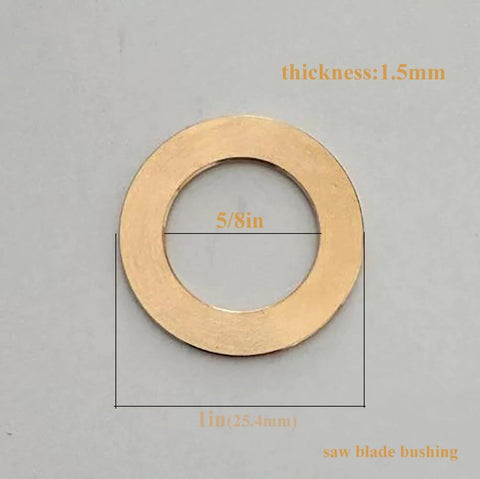 Brass saw blade bushing washer, outer diameter 1 in, inner 5/8 in, thickness 1.5 mm