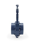 Side view of 6 Inch Knife Gate Drain Valve For Sewage And Water Systems Heavy Duty Plastic Design With Slick Smooth Shutoff.