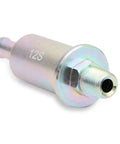 Side view of 12S Micro Electric Fuel Pump For Quick Fuel Transfer Self Priming 12V Negative Ground Vapor Lock Elimination Gravity Fed Design