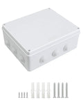 Rugged ABS Plastic IP65 Weatherproof Electrical Junction Box Enclosure For Outdoor Projects Dustproof Waterproof White 11.8 By 9.8 By 4.7 Inch CE RoHS Compliant Universal with mounting screws