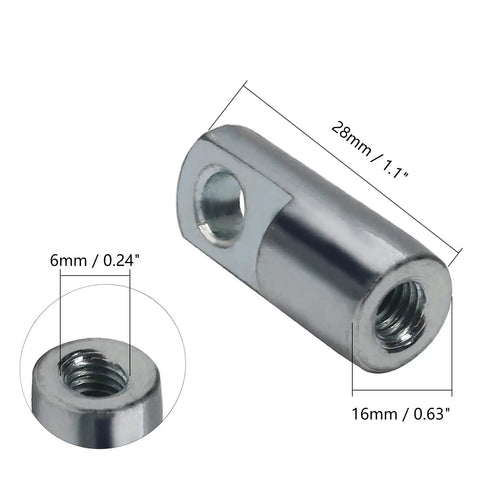 Air Cylinder Rod Clevis End Connector 28mm Length With M6x1 Female Thread For Pneumatic Systems Durable Iron Y Connector shown with 16mm bore