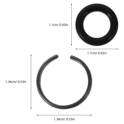 Solid Impact Wrench Retaining Rings With O-Rings 1/2 Inch 10 Sets Iron Socket Holder Clips, black O-ring and metal retainer.