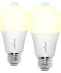 Motion Sensor LED A19 Bulbs With Dusk To Dawn, Soft White 3000K, 800 Lumens, 8.8W, 60W Equivalent, Indoor Outdoor No Brainer Lighting For Porch, Garage, Hallway, 2 Pack, two bulbs