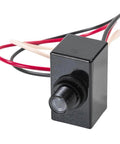 Black electronic device with wires, ZB124 Electronic Photocontrol with Button Interface, Advanced LongLife ZeroCross, dusk-to-dawn compatible.