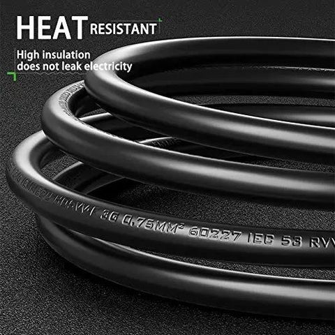 Close-up of coiled 6 Ft Replacement Power Cord For Popular Electric Pressure Cookers And Rice Cookers, heat resistant, black