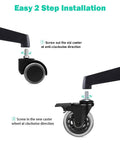 Instructional image showing installation of 3 Inch Swivel Stem Casters With Locking Brakes Threaded 3/8-16UNC Stud Heavy Duty Caster Replacement.