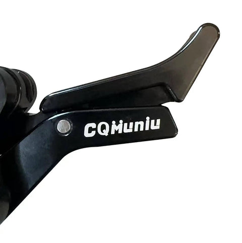 Close-up of black scissor handle from Dual Composite Scissor Wheel Lock Set For Wheelchairs, DIY install, braking system component.