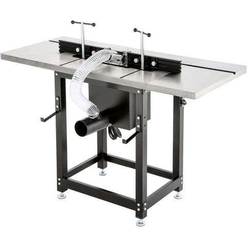Pro Grade Router Table Featuring Precision Lift Control And Massive Cast Iron Wings For Killer Cabinet Work and Rock Solid Shop Rig.