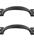 Black Barn Door Handles 20 Pack 5.4 Inch Vintage Gate Cabinet Pulls For Kitchen Cupboard Furniture Drawer Hardware Durable Metal Construction With 80 Screws Included Super Easy Install - front view of two handles