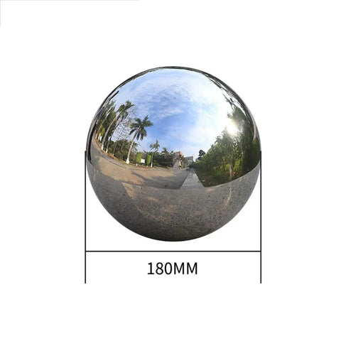 Top Shelf 304 Stainless Steel Hollow Ball Sphere With Slick Polished Finish 180MM for outdoor decor and DIY projects.