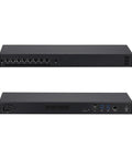 Smooth Operator Firewall Router With Intel Core I7 10710U showcasing eight LAN ports and metal chassis from front and back views.