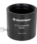 SCT to 2 Inch Adapter for Schmidt-Cassegrain and Maksutov-Cassegrain Telescopes, black aluminum with brass compression ring.