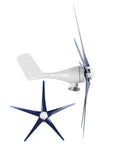 1600W Off Grid Wind Turbine Generator with 5 Blades and 24V System, low noise permanent magnet turbine, side view and spare blade