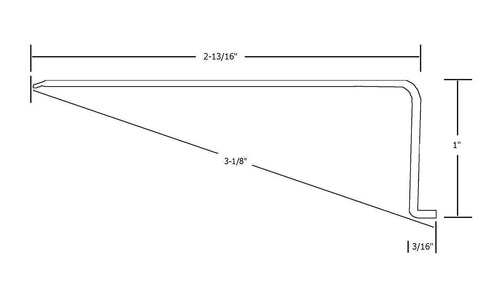 Diagram of Under Cabinet Light Cover Replacement For 21 Inch L Shape With White Ribbed Acrylic Diffuser, dimensions view