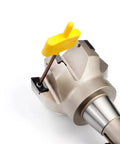 Close-up of Beefy Heavy Duty Indexable End Mill With R8 Shank And 3 Inch Cutting Diameter For Milling, featuring carbide insert change.