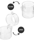 Emergency Stop Button Cover With Durable Plastic Guard 2.16 Inch Push Button Lockout Protector shown open and closed