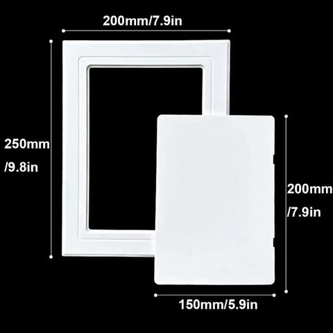 Sleek Abs Plastic Wall Access Panel With Rock Solid Self Adhesive Backing Masks Wire Messes And Hvac Vents For A Totally Clean House Makeover Easy Peel Install size 200mm x 250mm, white plastic design.