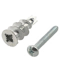 Tool Free Self Drilling Drywall Anchors Kit 100 Pcs Zinc Hollow Wall Anchors with Screws, close-up of anchor and screw