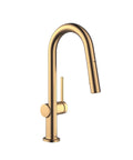 hansgrohe Talis N Pull Down Kitchen Faucet, Modern, Magnetic Hand Sprayer, 1-Handle, 1.75 GPM, Brushed Bronze, 72866141 on a white background